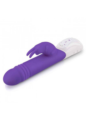 Фиолетовый пульсирующий вибромассажер G-Spot Thrusting Rabbit - 24 см.