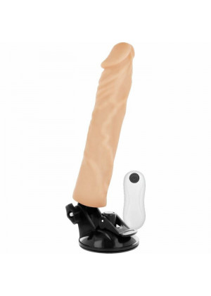 Телесный вибратор на мощной присоске Basecock Realistic Vibrator Remote Control - 21 см.