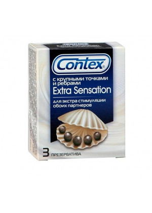 Презервативы с крупными точками и рёбрами Contex Extra Sensation - 3 шт.