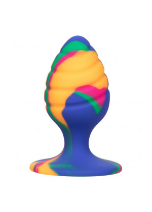 Яркая анальная пробка Cheeky Medium Swirl Tie-Dye Plug - 7,5 см.