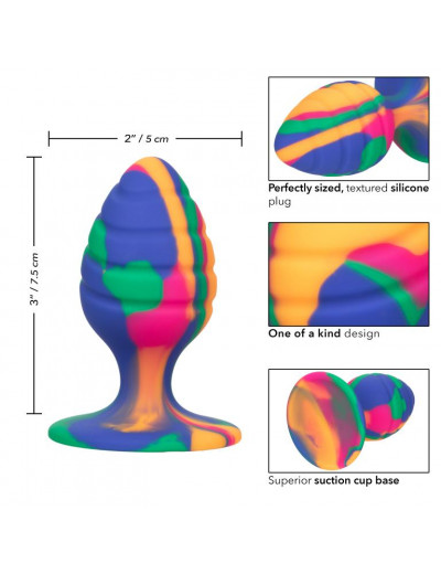 Яркая анальная пробка Cheeky Medium Swirl Tie-Dye Plug - 7,5 см.