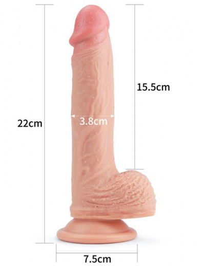 Телесный фаллоимитатор 8.5 Dual-Layered Silicone Nature Cock - 22 см.