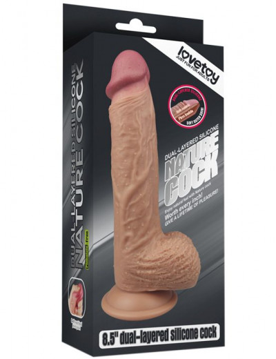 Телесный фаллоимитатор 8.5 Dual-Layered Silicone Nature Cock - 22 см.