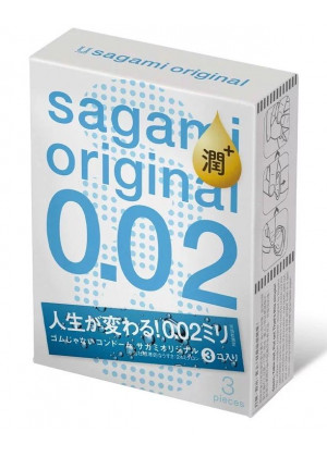 Ультратонкие презервативы Sagami Original 0.02 Extra Lub с увеличенным количеством смазки - 3 шт.